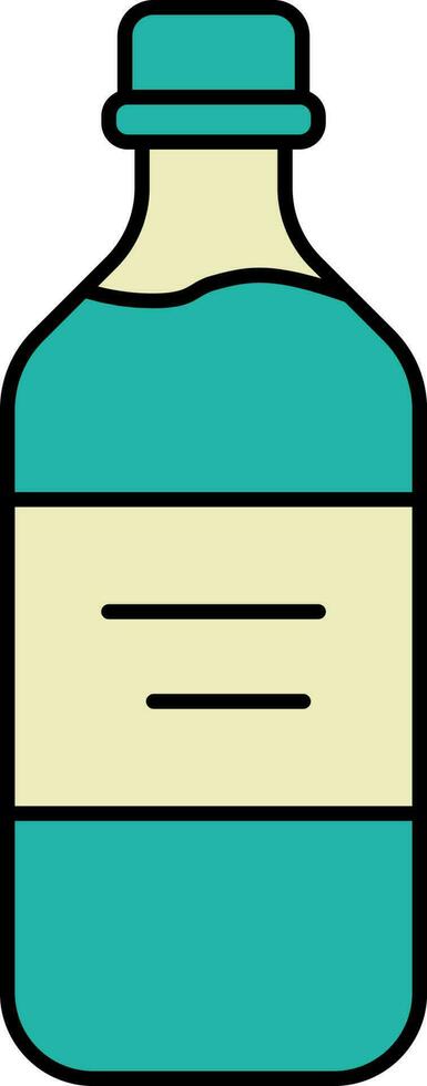 Teal And Yellow Water Bottle Icon In Flat Style. vector