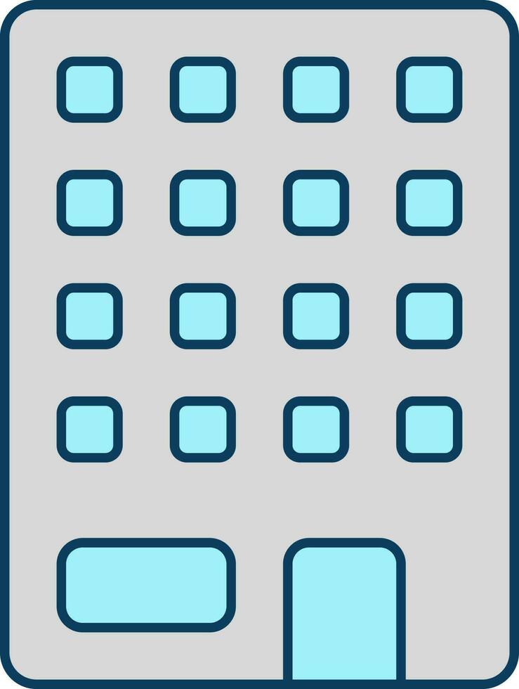 Grey And Turquoise Building Flat Icon Or Symbol. vector