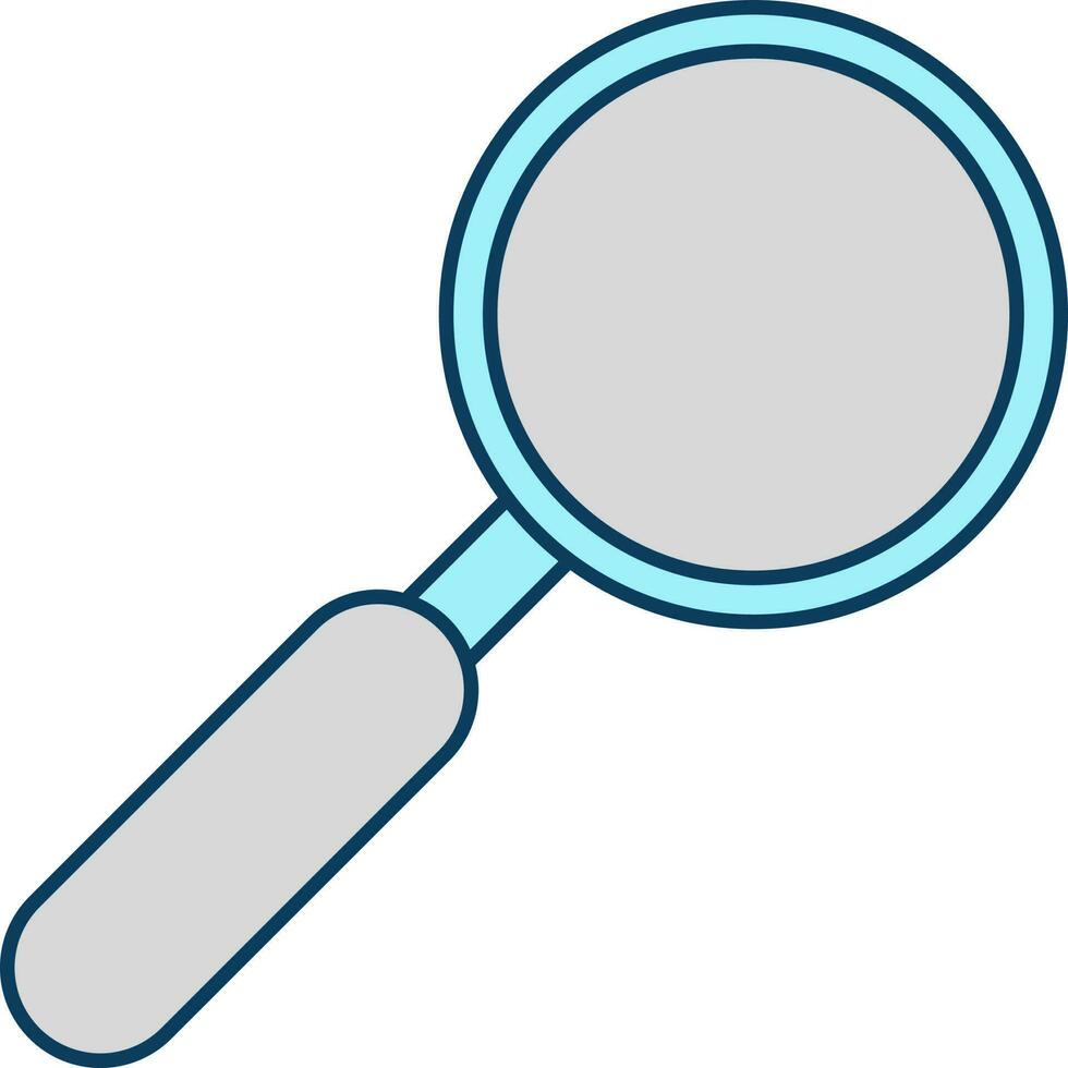 Grey And Turquoise Magnifying Glass Flat Icon. vector