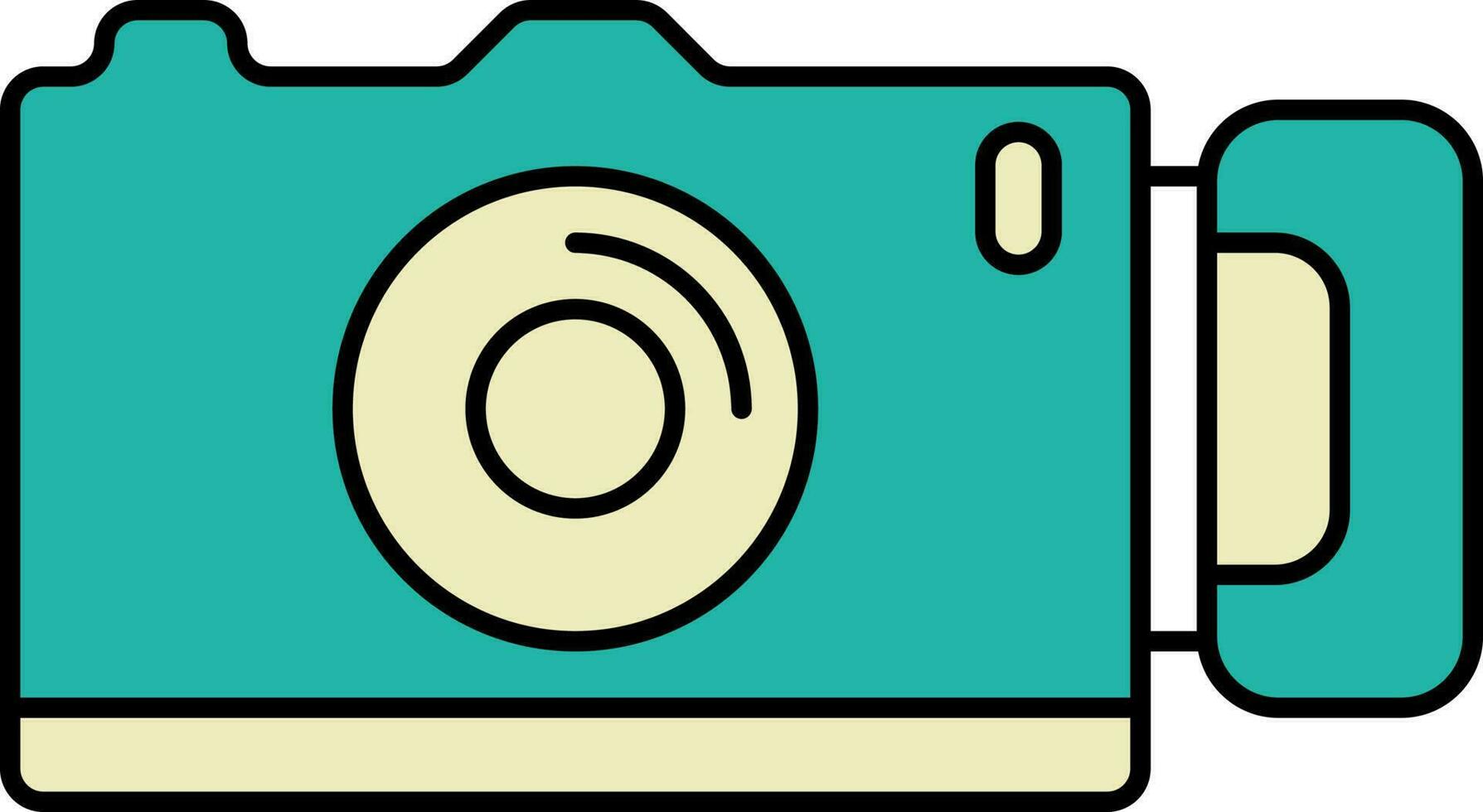 fotografía cámara plano icono en verde azulado y amarillo color. vector