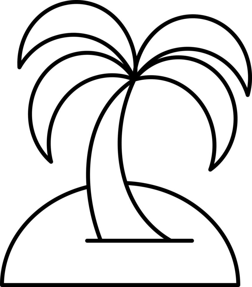 Isolated Palm Tree On Sand Linear Icon. vector