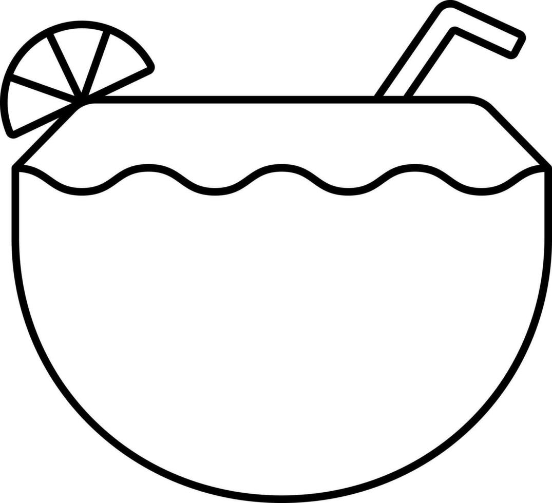 Black Stroke Of Coconut Drink Icon. vector