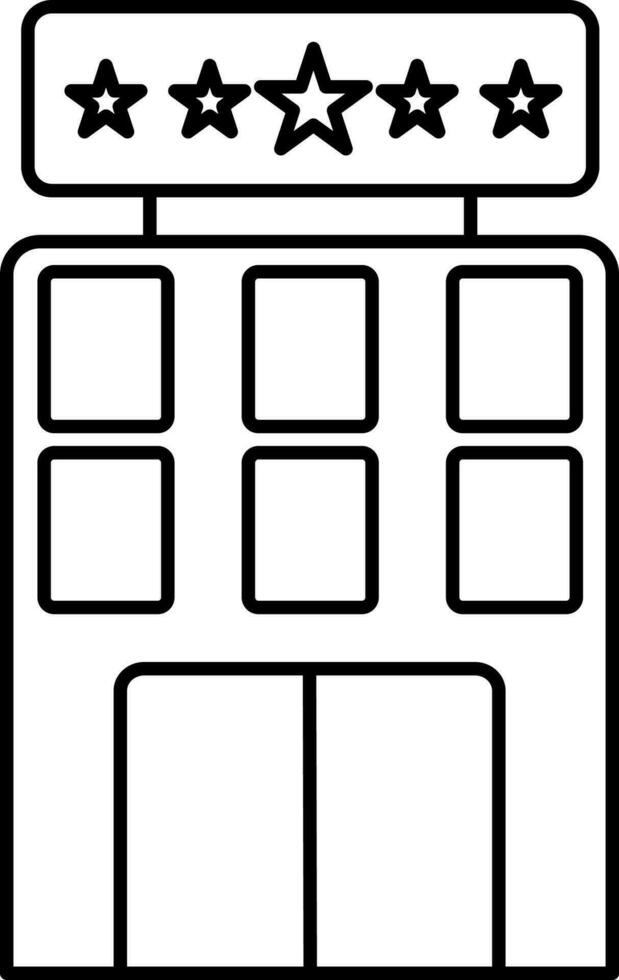 Black Outline Five Star Hotel Icon Or Symbol. vector