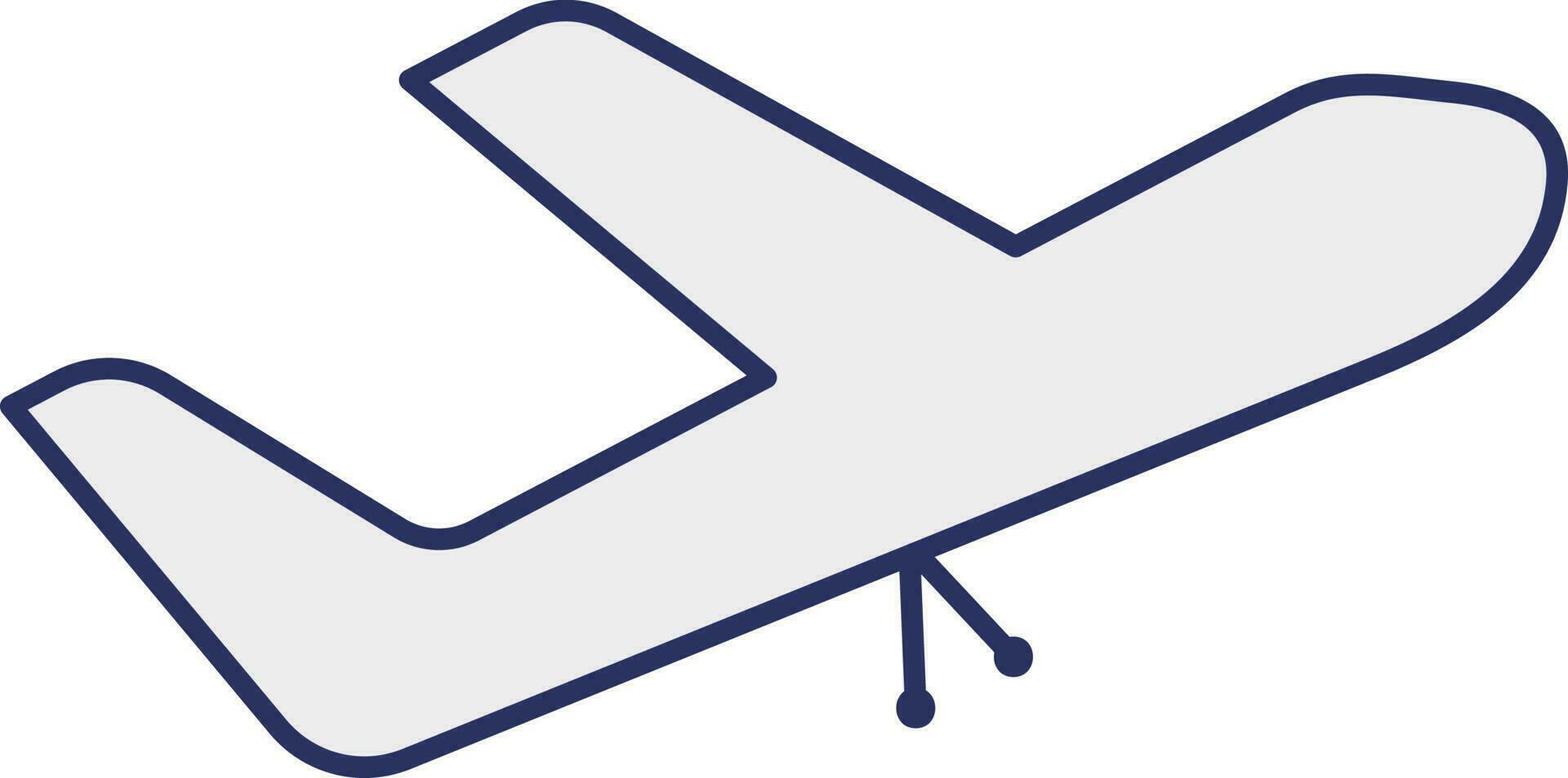 Blue Thin Linear Takeoff Airplane Icon. vector
