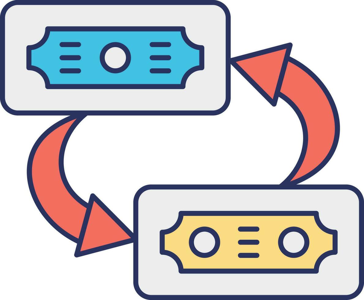 Money Transfer Or Change Currency Colorful Icon. vector