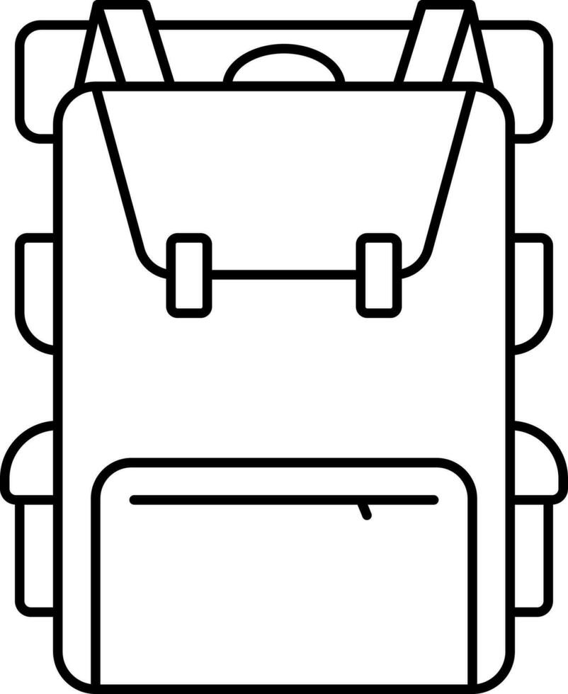 Isolated Backpack Icon In Black Line Art. vector