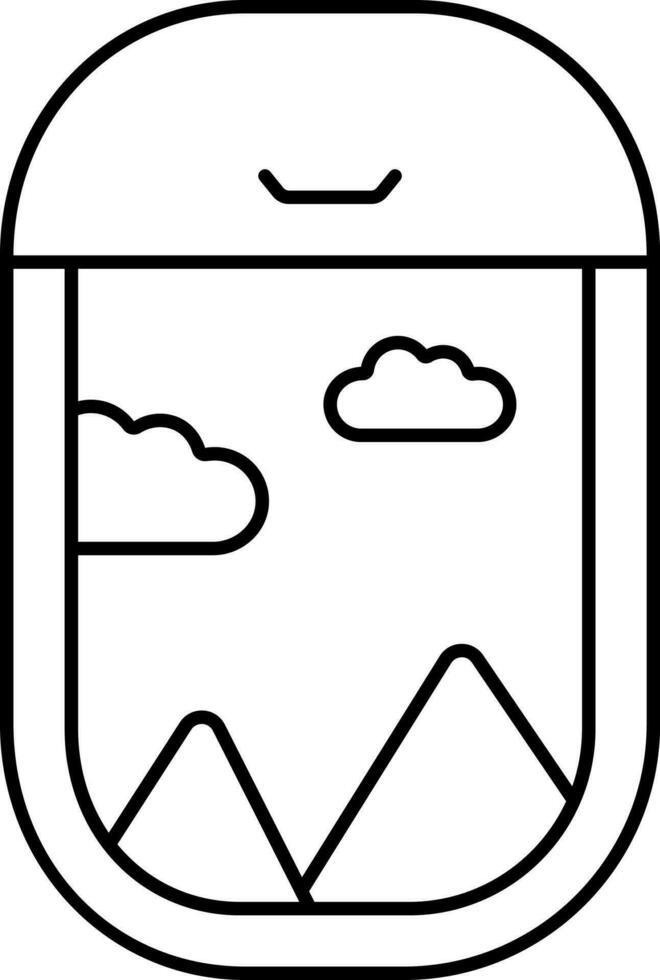 ilustración de aire avión ventana ver icono en negro ataque. vector