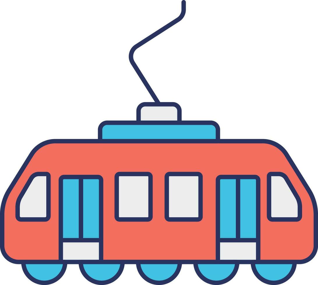 Flat Style Train Icon In Blue And Orange Color. vector