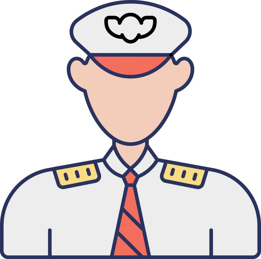 Faceless Police Or Guard Icon In Orange And White Color. vector