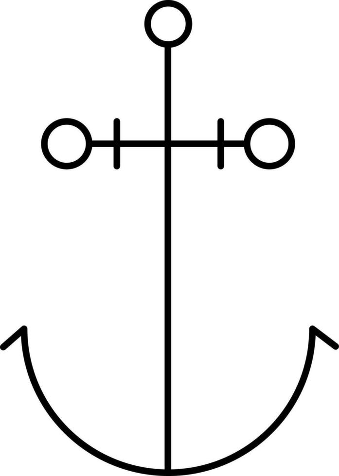 Black Lineal Anchor Icon Or Symbol. vector