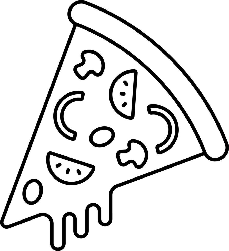 Isolated Mushroom Pizza Icon In Line Art. vector