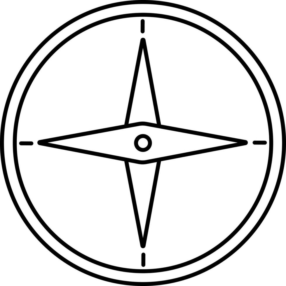 Black Linear Art Illustration Of Compass Icon. vector