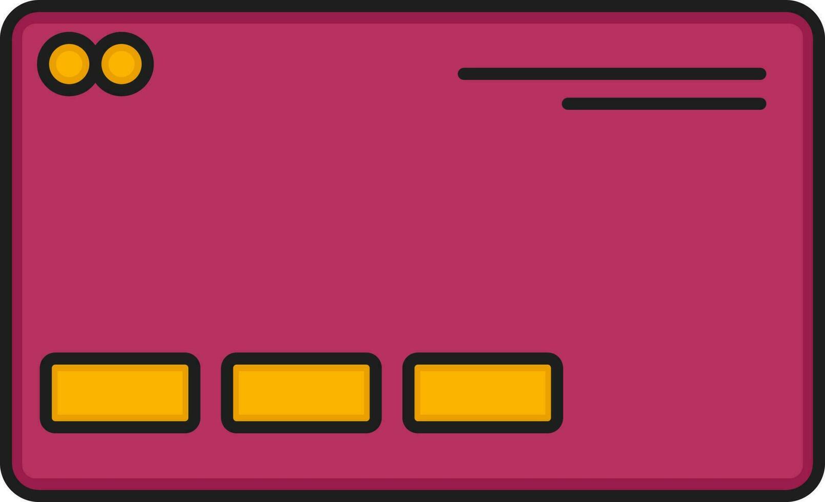 Pink And Yellow Payment Card Flat Icon. vector