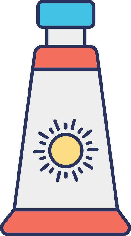 Sun Protection Tube Icon In Orange And Blue Color. vector