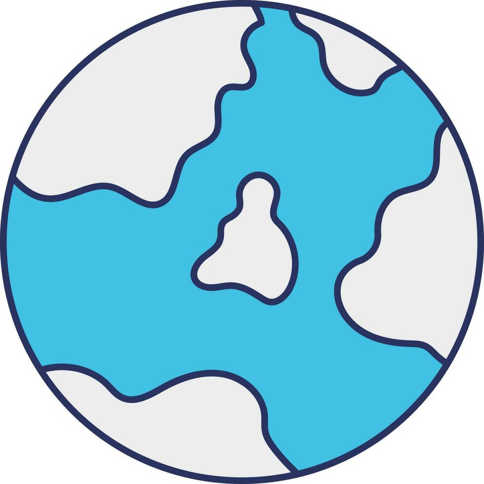 Blue And White Earth Planet Icon In Flat Style. vector