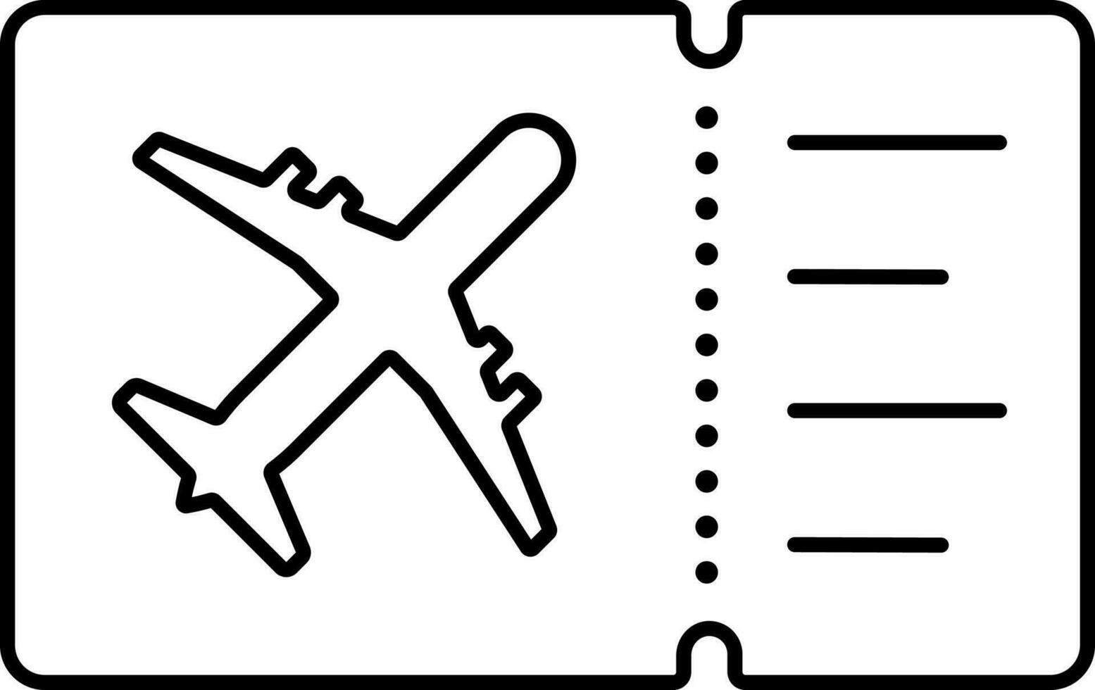 Black Stroke Of Flight Ticket Icon. vector