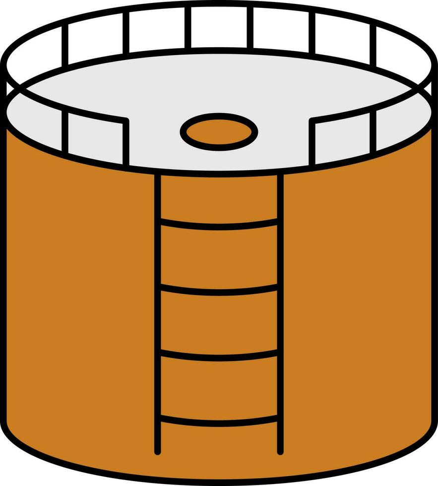 Oil Storage Tank Flat Icon In Orange Color. vector