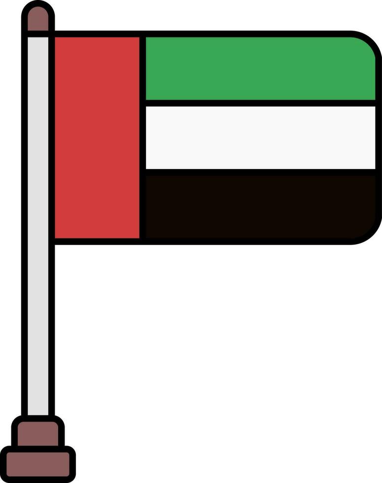 Illustration Of UAE Flag Icon In Flat Style. vector