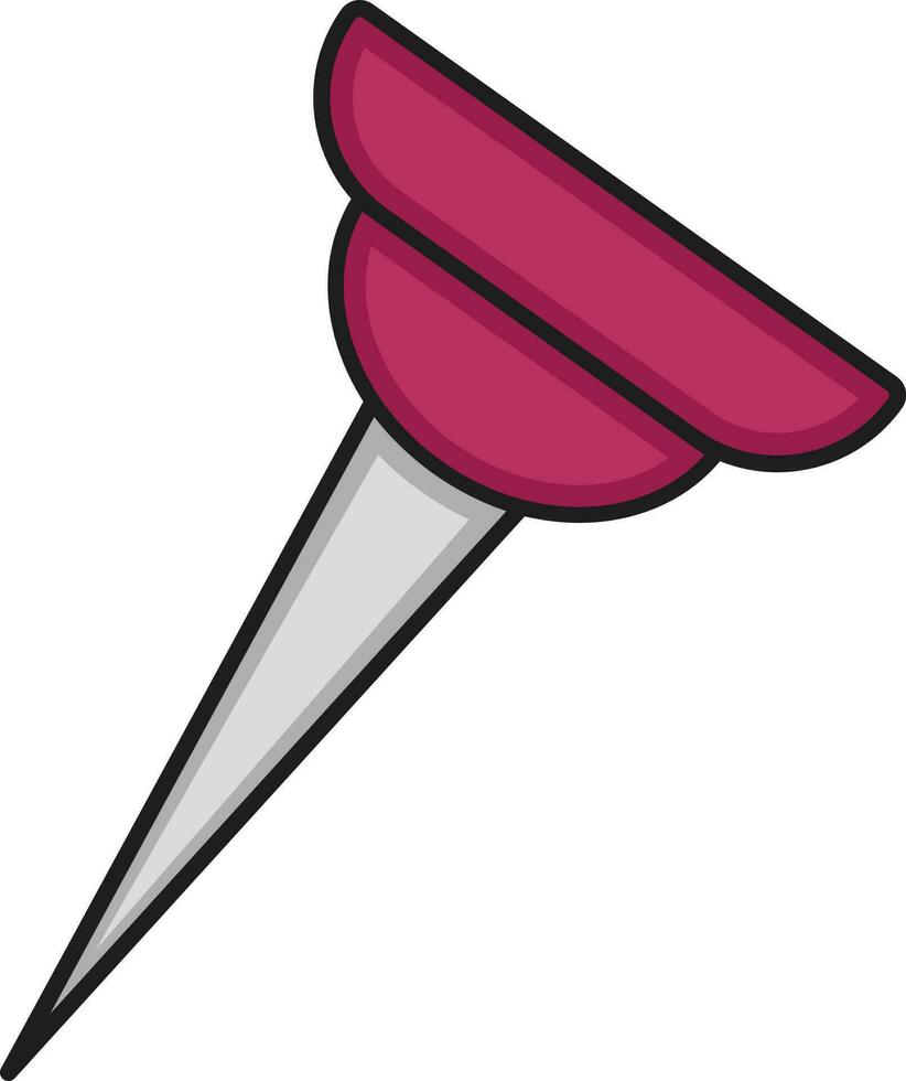 Isolated Pushpin Icon In Pink Color. vector
