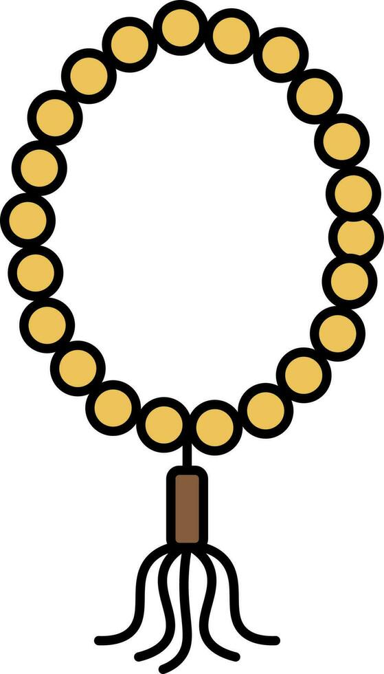 Yellow Tasbih Icon In Flat Style. vector