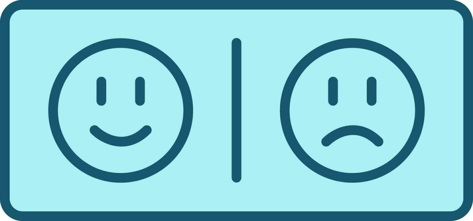 Good And Bad Emoji Face Turquoise Icon Or Symbol. vector
