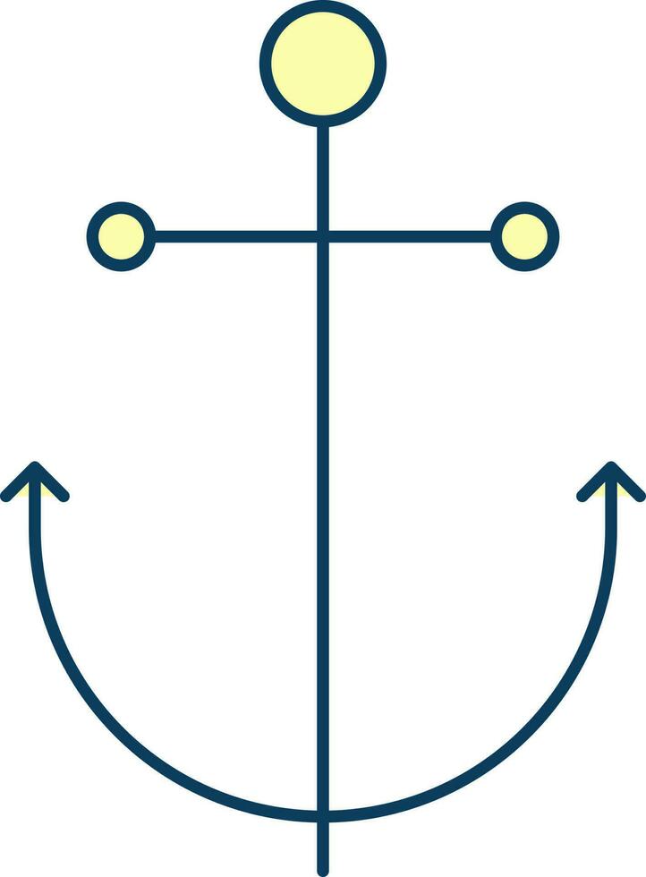 Yellow And Blue Anchor Icon In Flat Style. vector