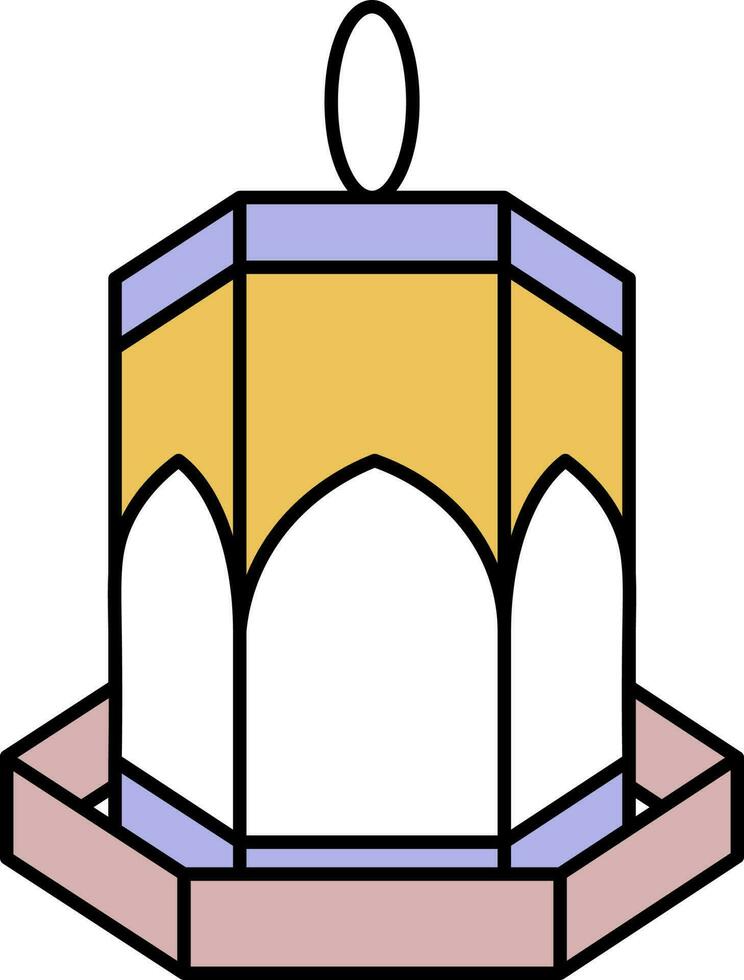 Arabic Lantern Colorful Icon In Flat Style. vector