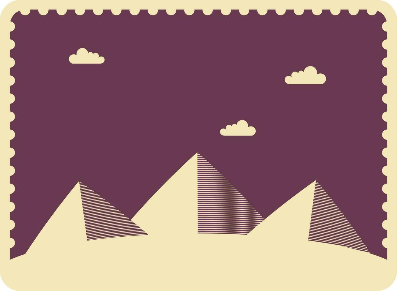 giza pirámide sello o boleto diseño en magenta y beige color. vector