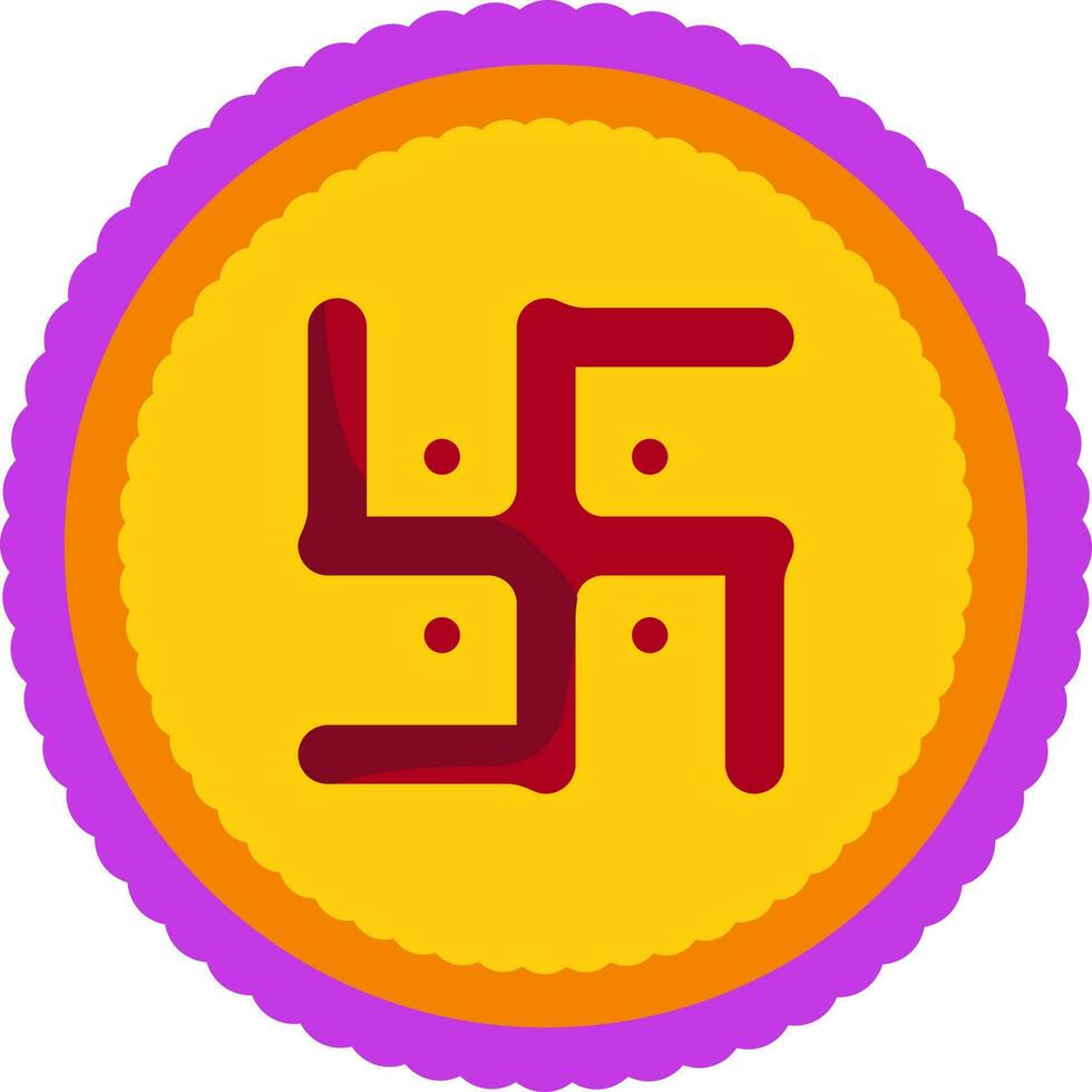 Red Swastika Symbol Over Orange And Pink Circle Icon. vector