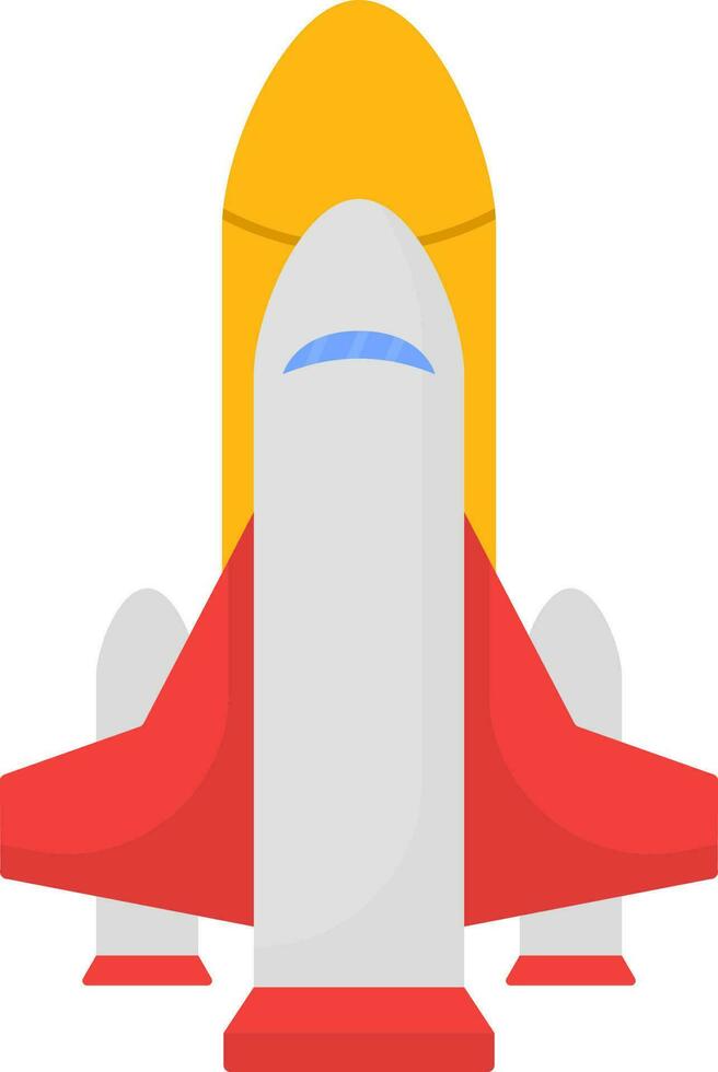 Flat Style Rocket Icon In Red And Yellow Color. vector