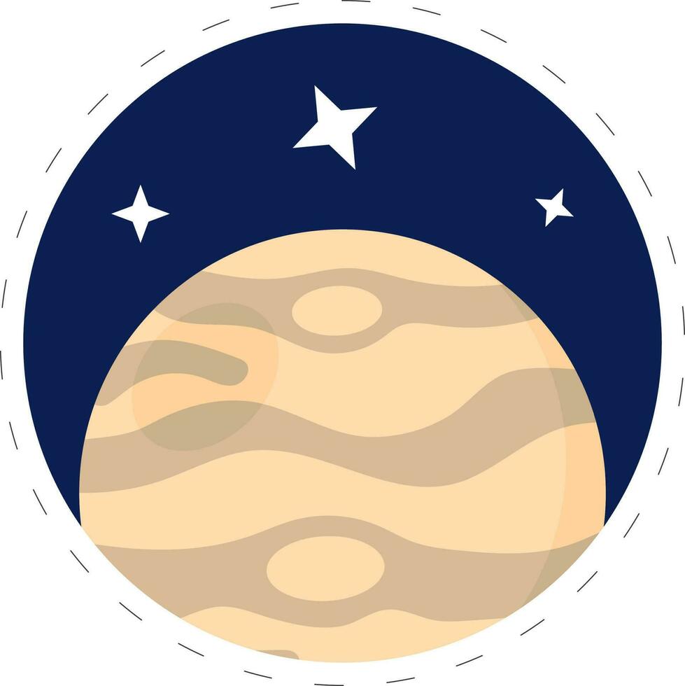 Illustration Of Saturn Planet With Stars Blue Circle Background. vector