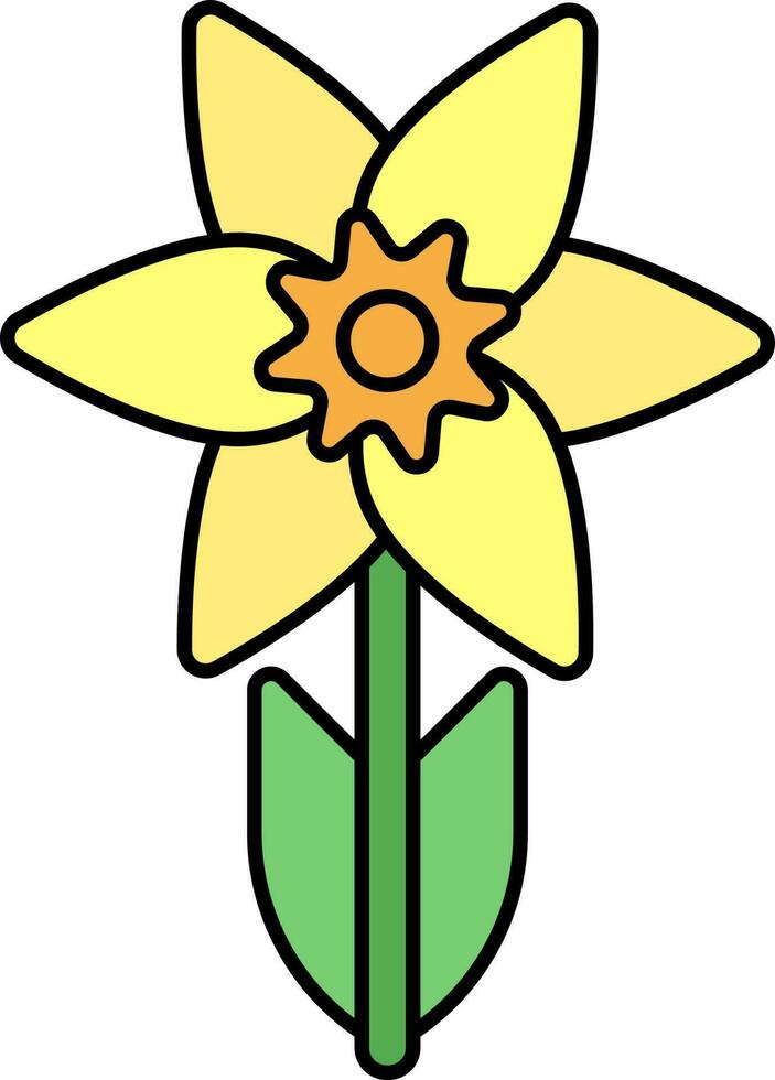 narcisos flor icono en amarillo y verde color. vector