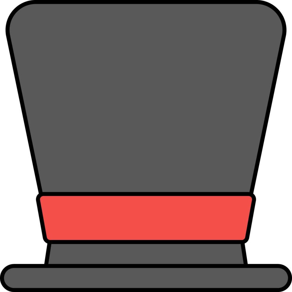 Isolated Top Hat Icon In Grey And Red Color. vector