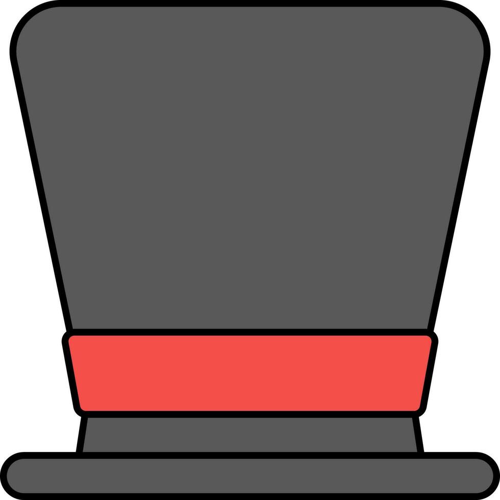 Isolated Top Hat Icon In Grey And Red Color. vector