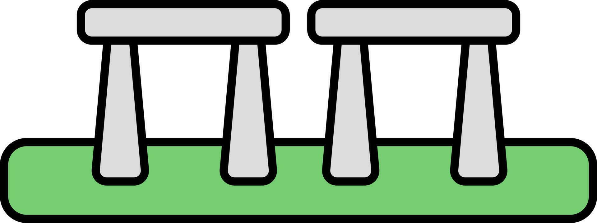 Flat Style Stonehenge Grey And Green Icon. vector