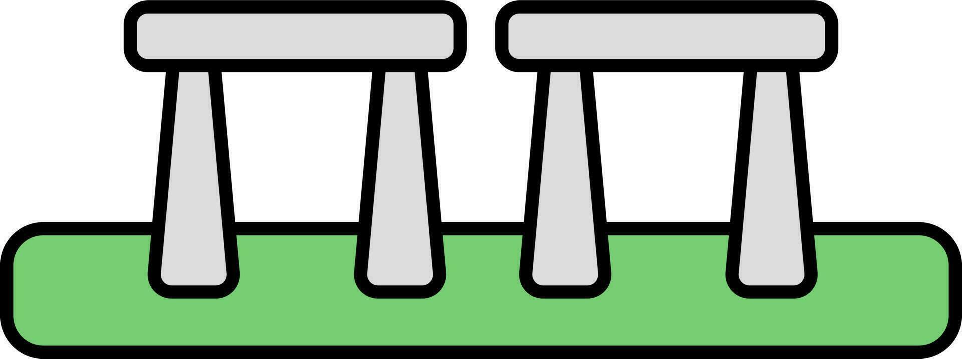 Flat Style Stonehenge Grey And Green Icon. vector