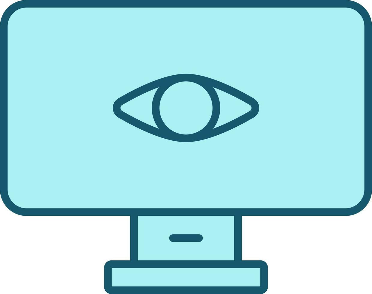 Eye In Desktop Screen Turquoise Icon Or Symbol. vector