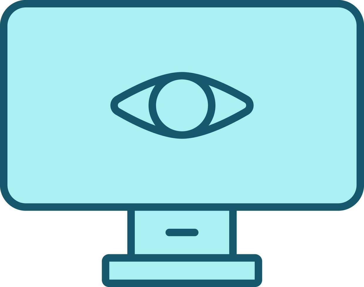 Eye In Desktop Screen Turquoise Icon Or Symbol. vector