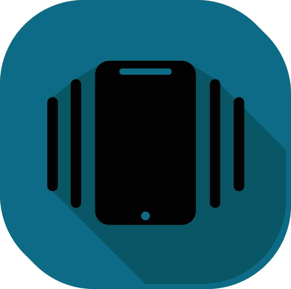 Black Vibration Smartphone Icon On Teal Square Background. vector