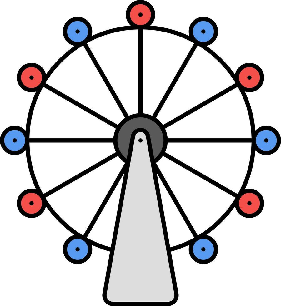 Illustration Of Ferris Wheel Icon In Blue And Red Color. vector