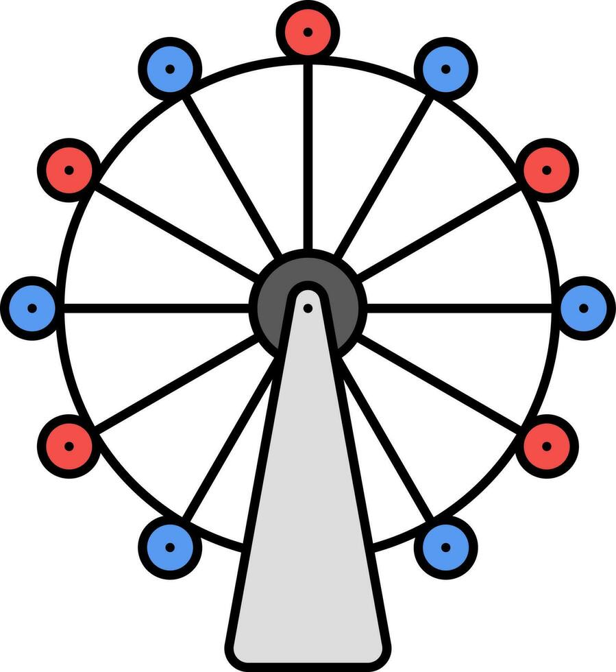 Illustration Of Ferris Wheel Icon In Blue And Red Color. vector