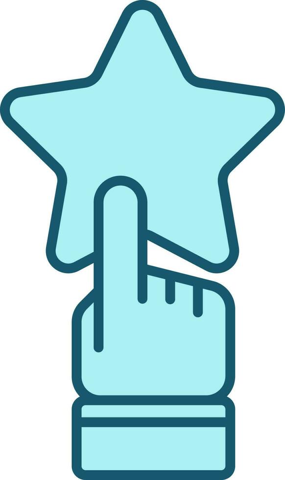 Finger Touch Star Turquoise Icon In Flat Style. vector