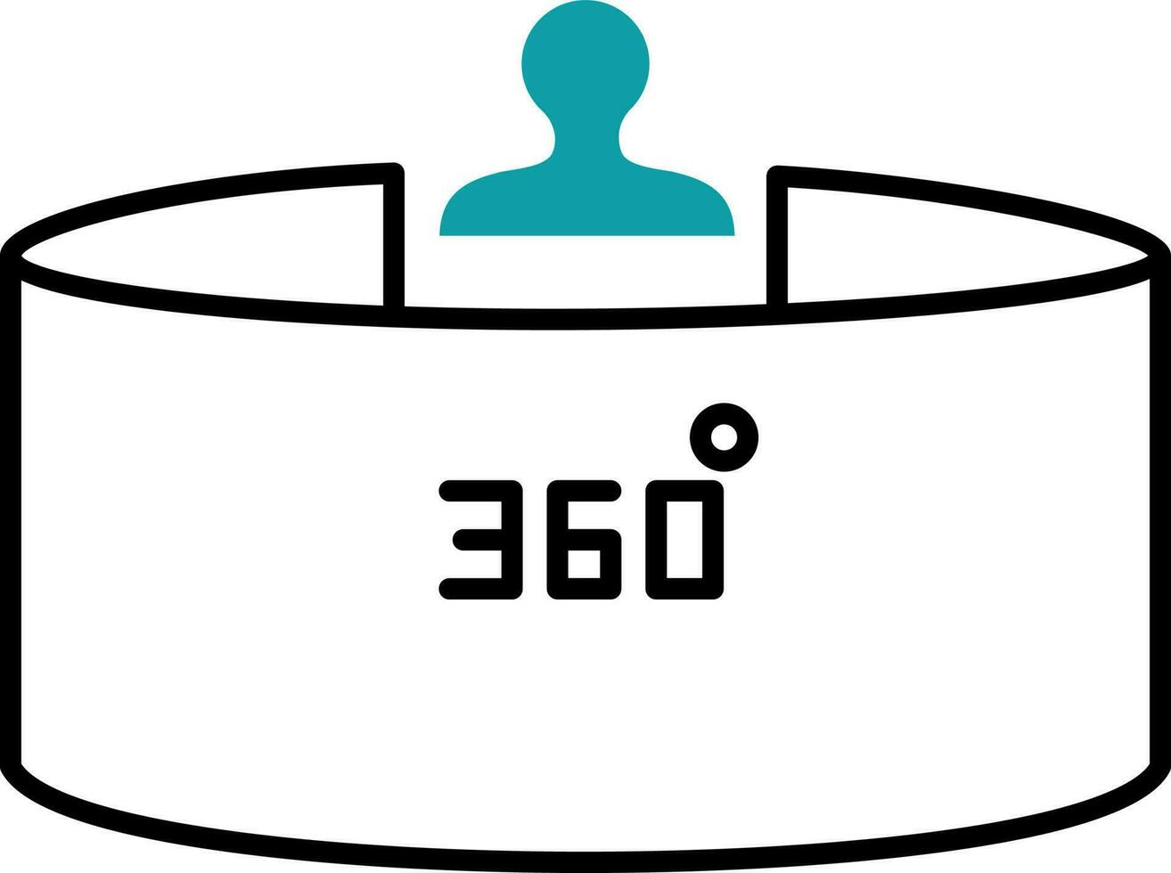 User Rotating 360 Angle Or Degree Screen Flat Icon In Teal And White Color. vector