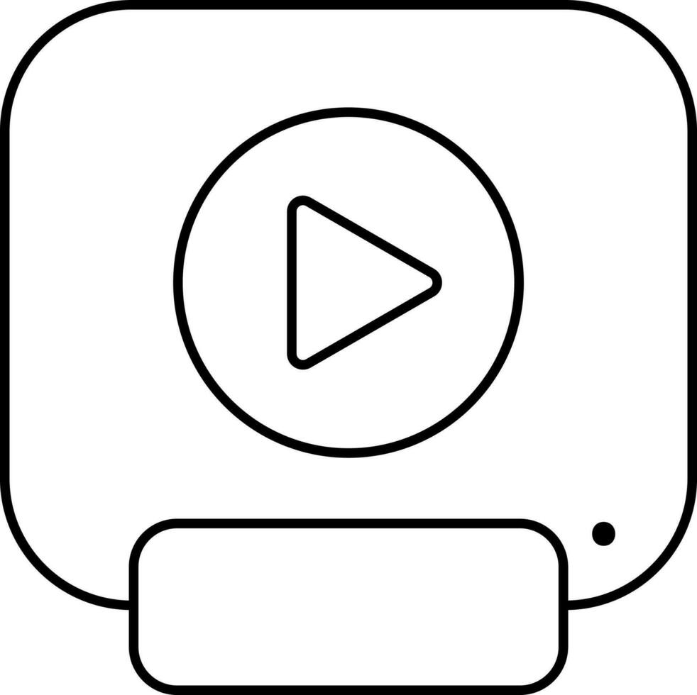 Play Streaming Icon Or Symbol In Black Line Art. vector