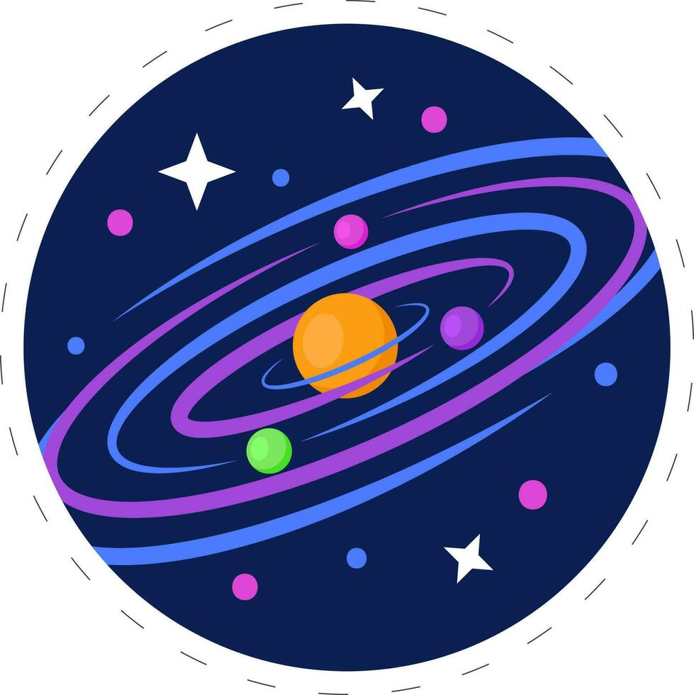 Vector Illustration Of Solar System Blue Background.