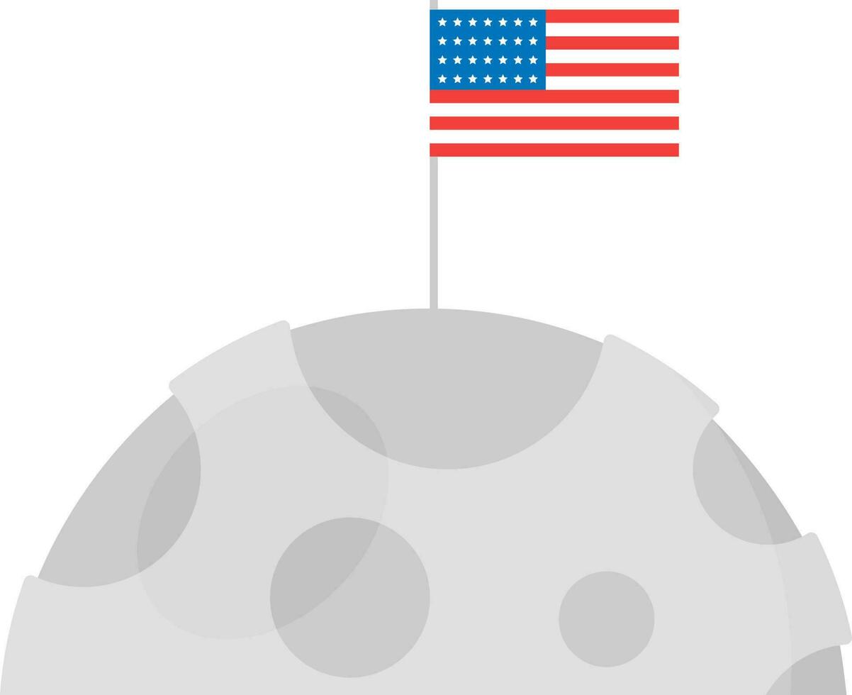 Isolated America Flag In Moon Planet Flat Icon. vector