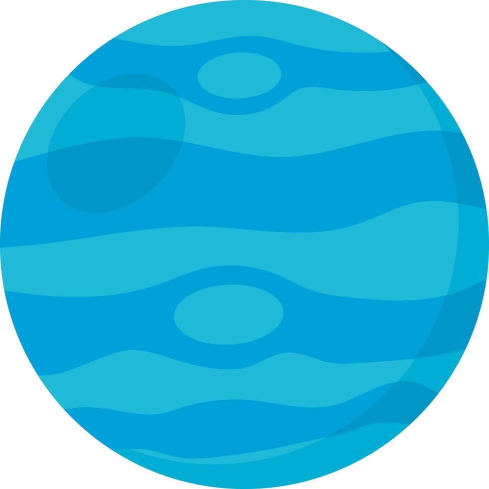 Blue Neptune Planet Icon In Flat Style. vector