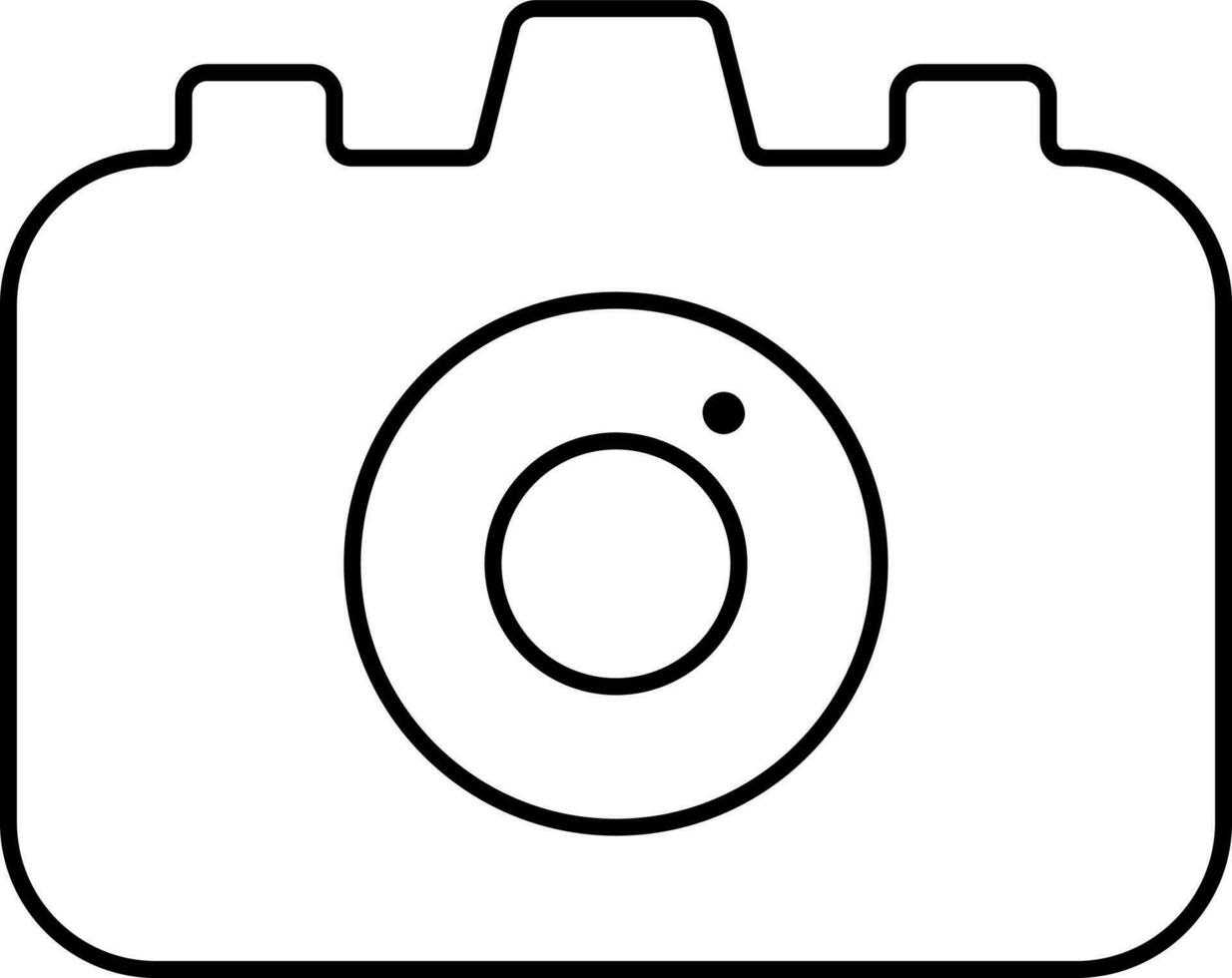 Black Line Art Of Camera Icon. vector