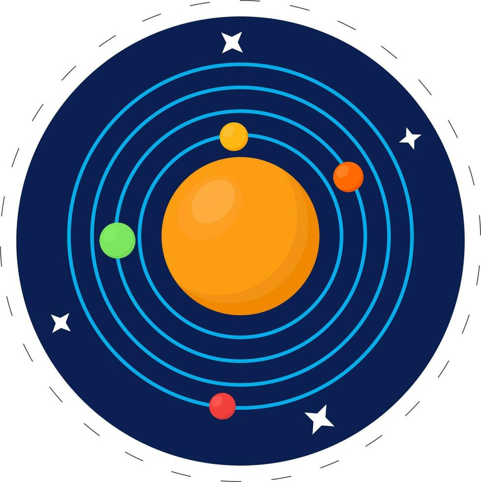 Vector Illustration Of Solar System Blue Background.