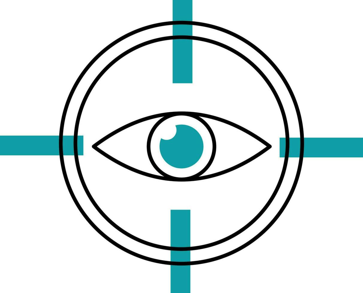 virtual visión o ojo rastreo icono en verde azulado y blanco color. vector